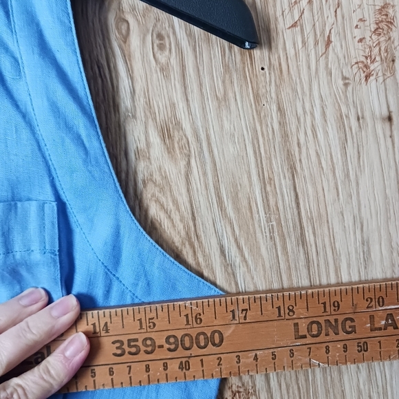 Anthropologie H.D Paris Sleeveless Blue Linen Fit Flare Dress Size 2 - Picture 12 of 14